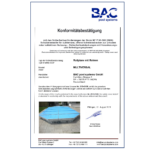 BAC pool systems Konformitätsbestätigung Rollschutz Multiversal