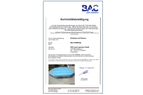 BAC pool systems Zertifikat Konformitätsbestätigung Rollschutz Multiversal