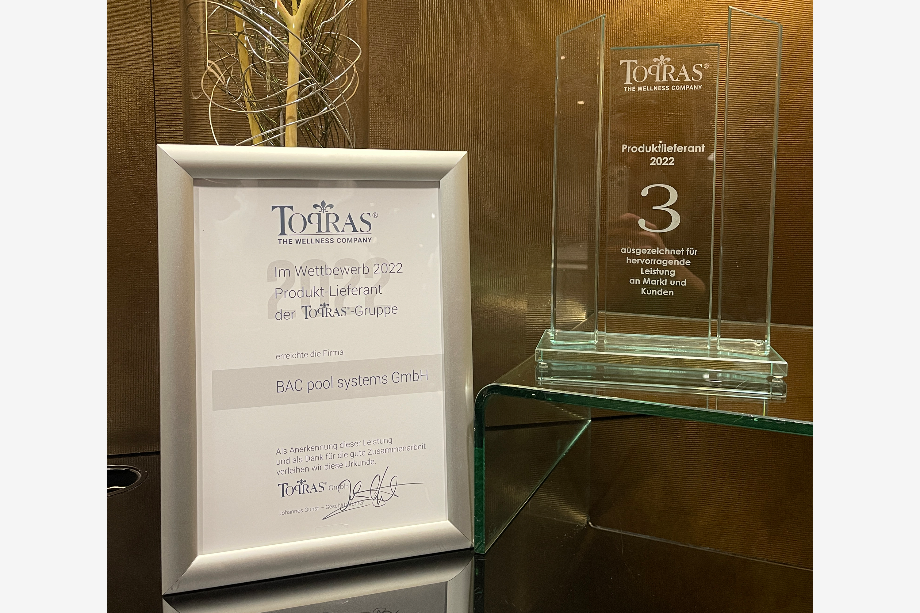 BAC pool systems Premio alla Conferenza annuale Topras